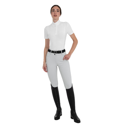 Equestro Ladies High-Waisted Full-Grip Breeches With Rhinestone Logo