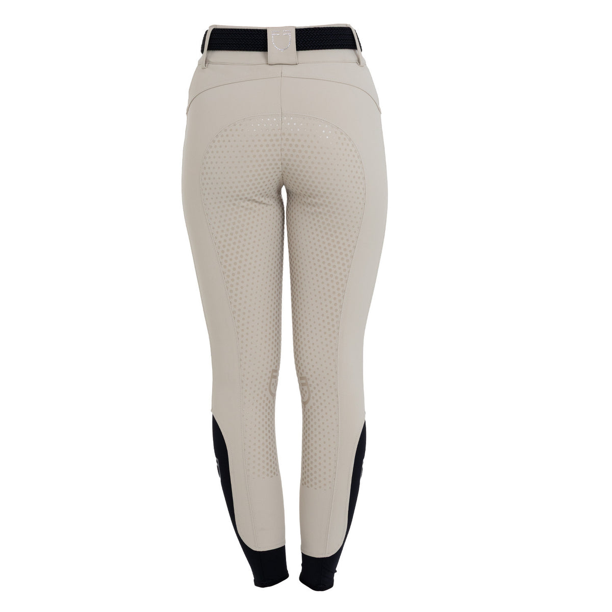 Equestro Ladies High-Waisted Full-Grip Breeches With Rhinestone Logo