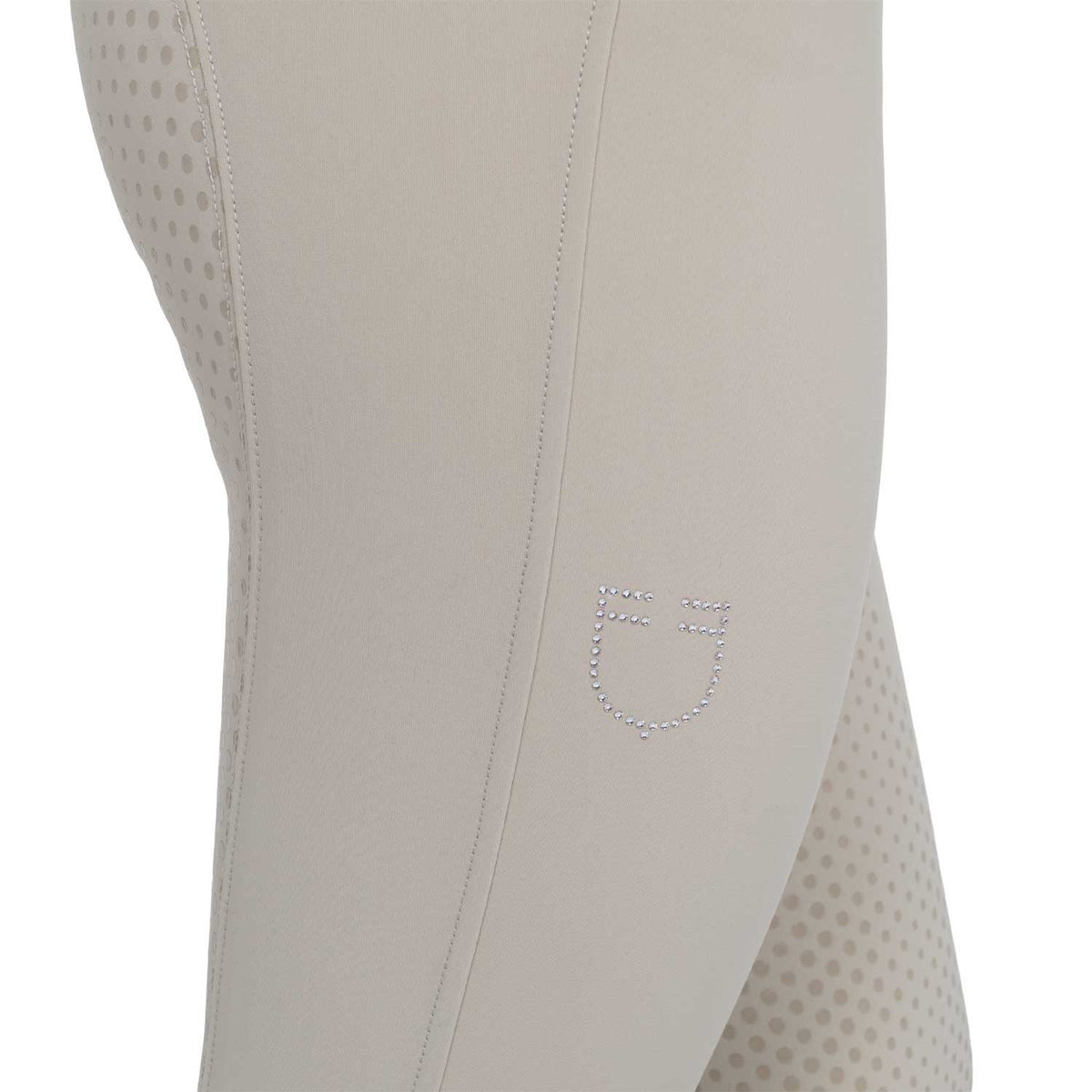 Equestro Ladies High-Waisted Full-Grip Breeches With Rhinestone Logo