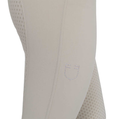 Equestro Ladies High-Waisted Full-Grip Breeches With Rhinestone Logo