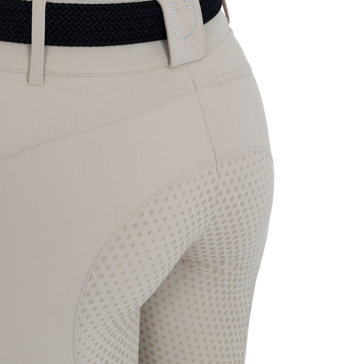 Equestro Ladies High-Waisted Full-Grip Breeches With Rhinestone Logo