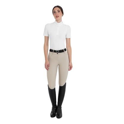 Equestro Ladies High-Waisted Full-Grip Breeches With Rhinestone Logo