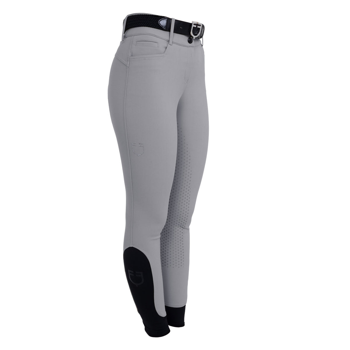 Equestro Ladies High-Waisted Full-Grip Breeches With Rhinestone Logo