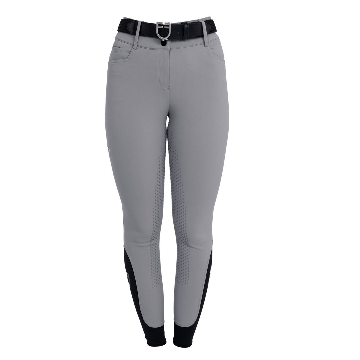 Equestro Ladies High-Waisted Full-Grip Breeches With Rhinestone Logo