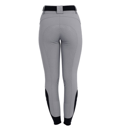 Equestro Ladies High-Waisted Full-Grip Breeches With Rhinestone Logo