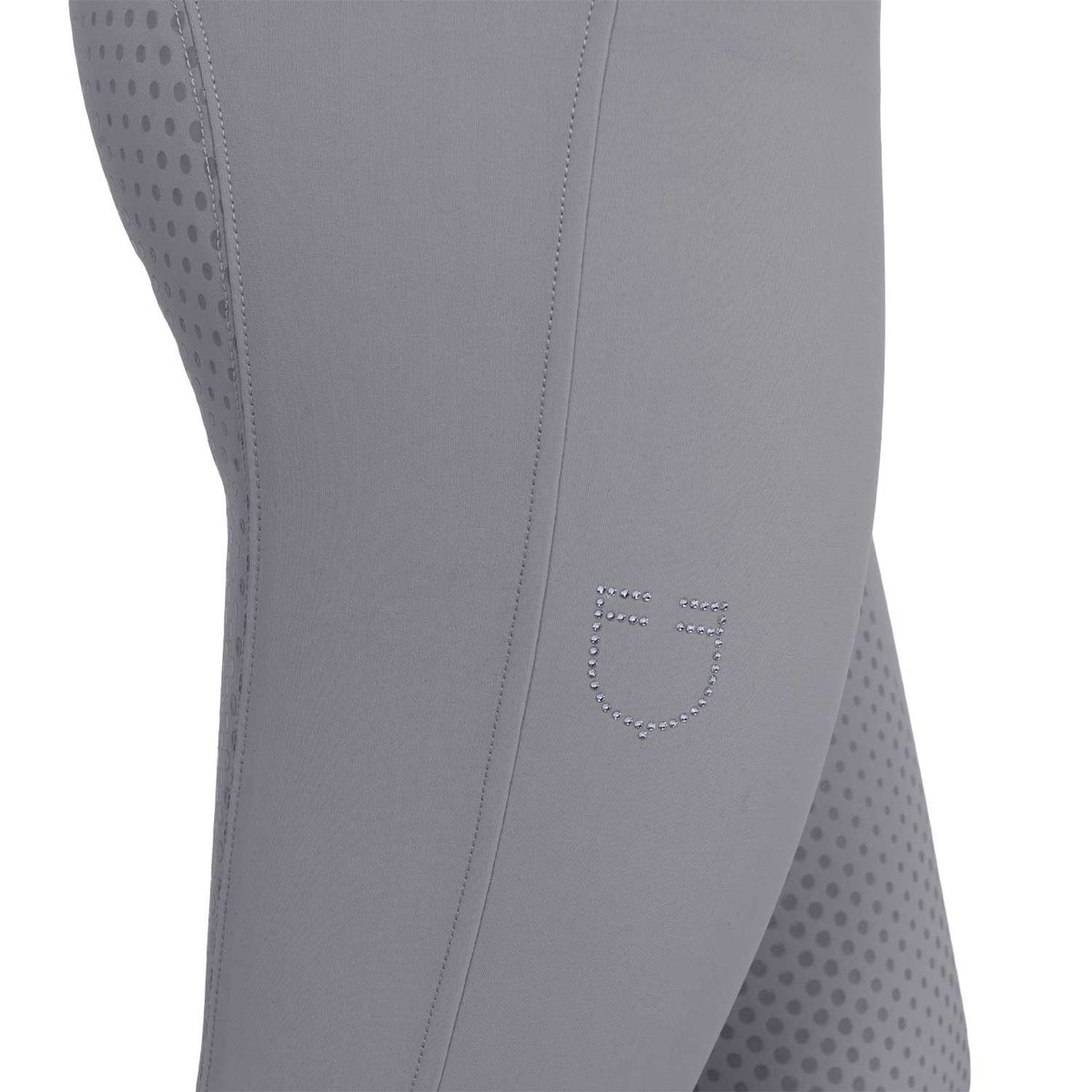 Equestro Ladies High-Waisted Full-Grip Breeches With Rhinestone Logo
