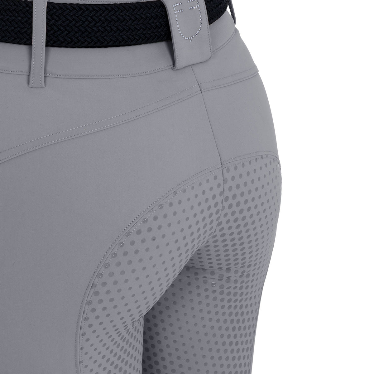 Equestro Ladies High-Waisted Full-Grip Breeches With Rhinestone Logo