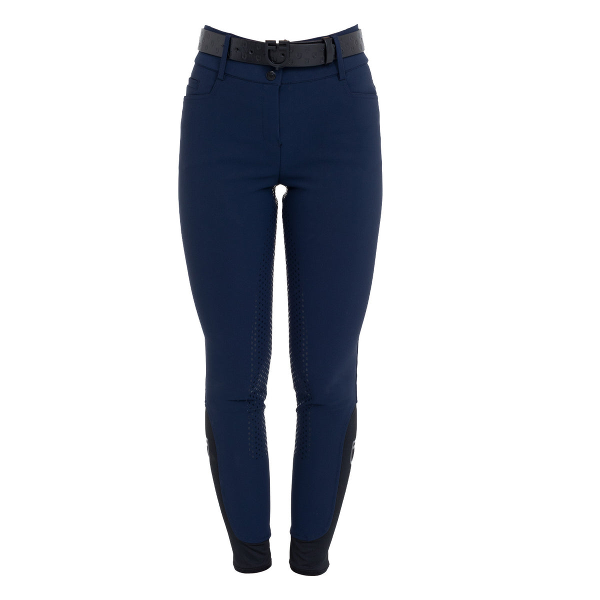 Equestro Ladies High-Waisted Full-Grip Breeches With Rhinestone Logo