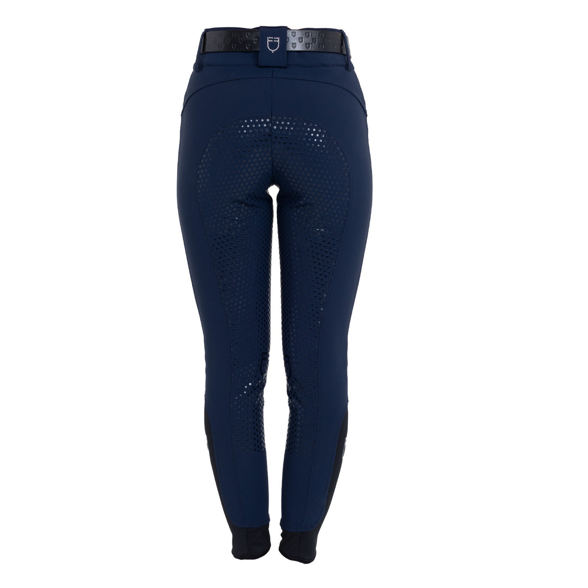 Equestro Ladies High-Waisted Full-Grip Breeches With Rhinestone Logo