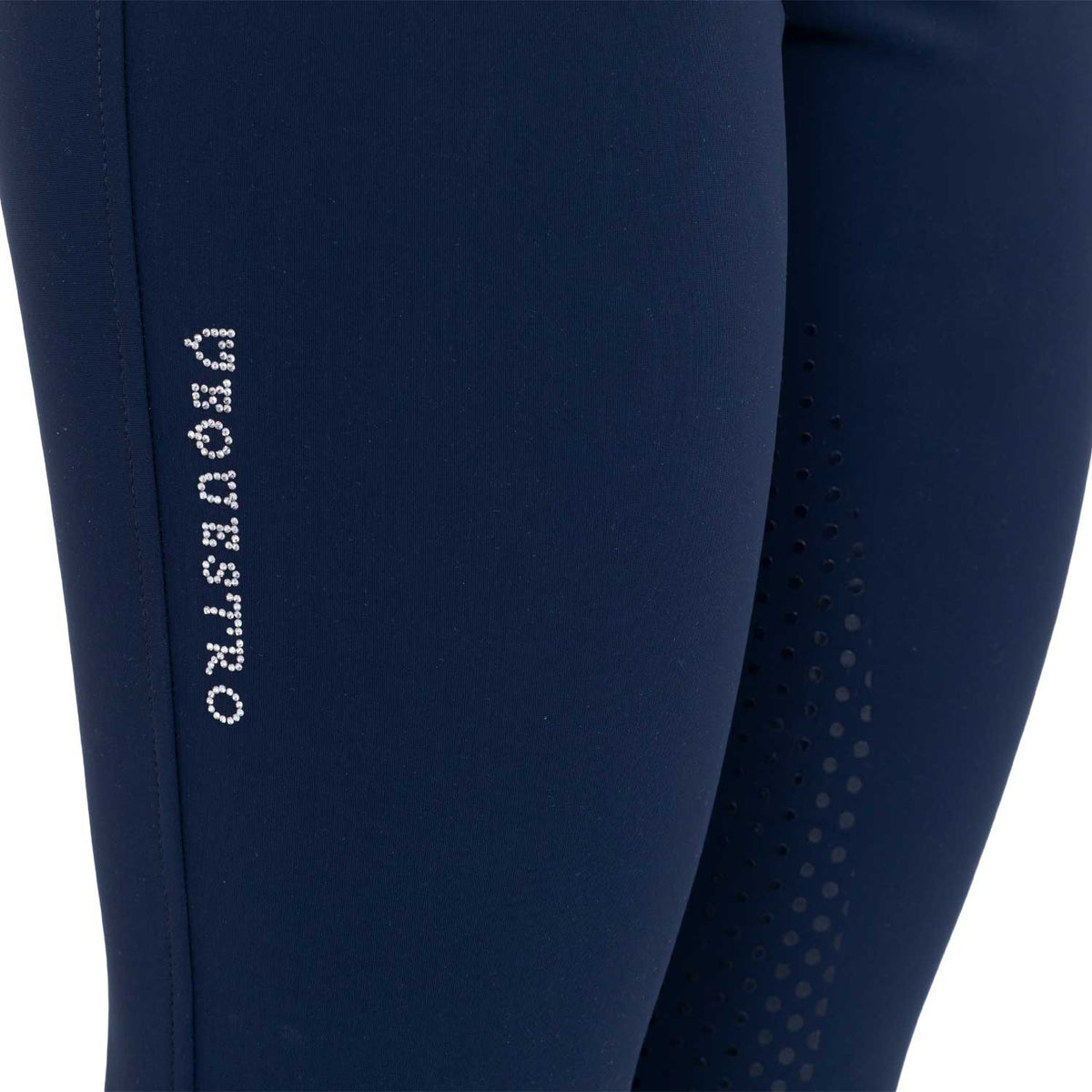Equestro Ladies High-Waisted Full-Grip Breeches With Rhinestone Logo