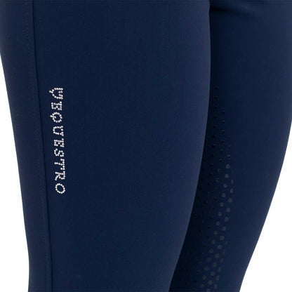 Equestro Ladies High-Waisted Full-Grip Breeches With Rhinestone Logo
