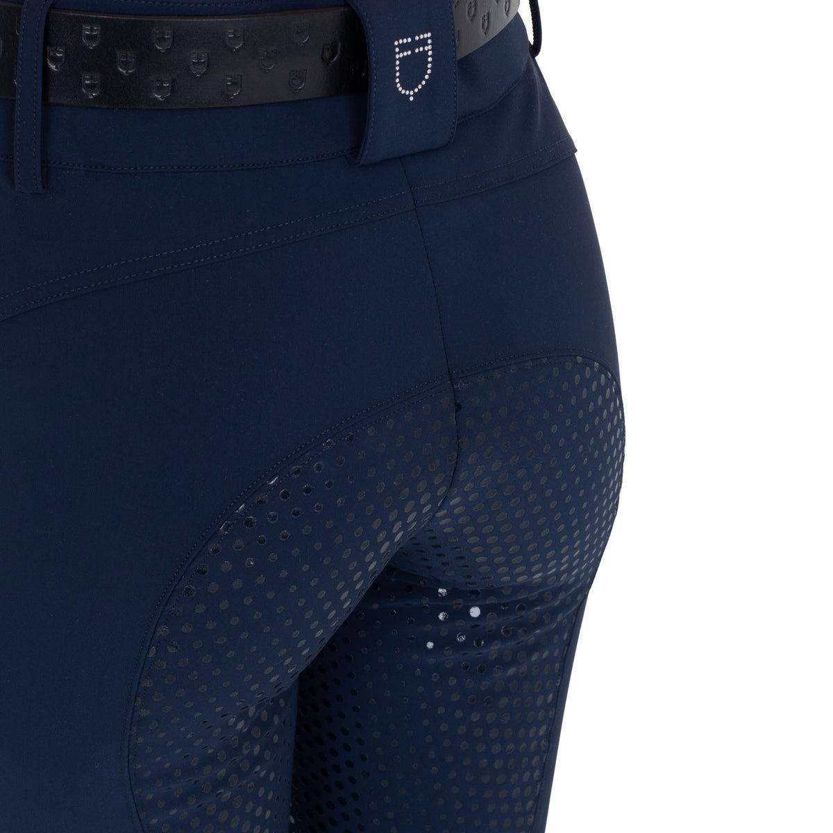 Equestro Ladies High-Waisted Full-Grip Breeches With Rhinestone Logo