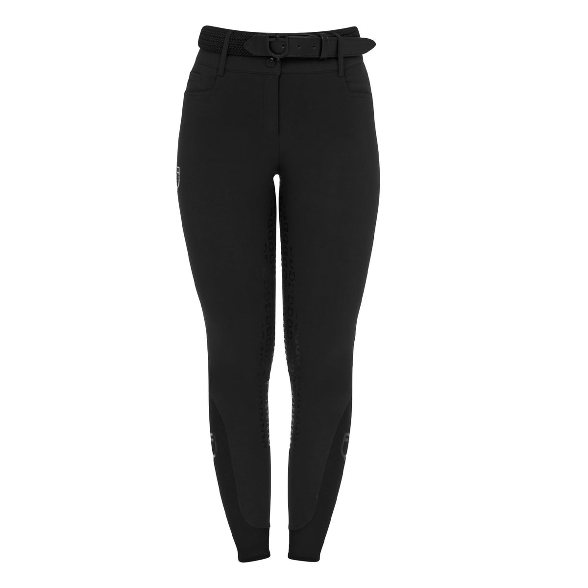 Equestro Ladies High-Waisted Full-Grip Breeches With Rhinestone Logo