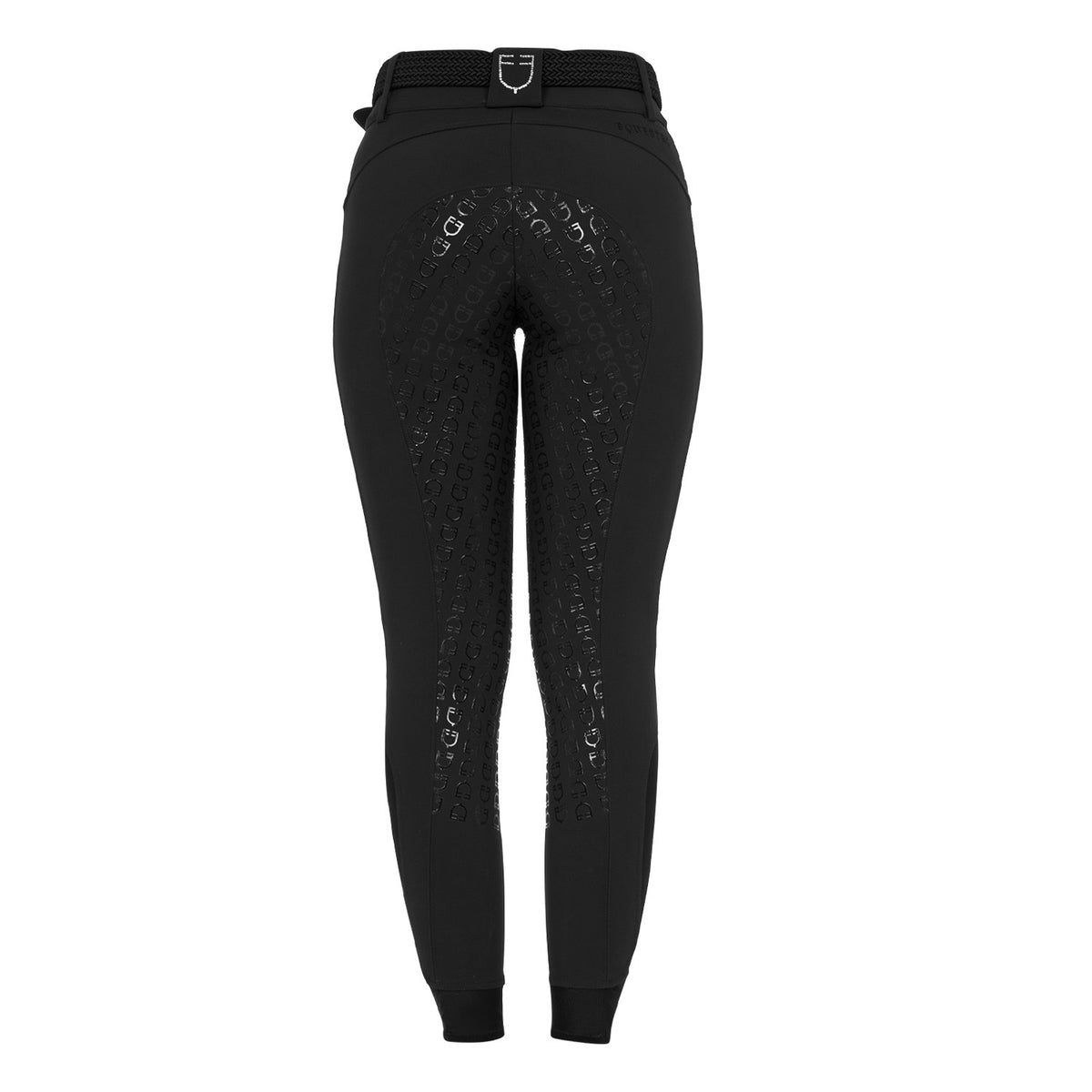 Equestro Ladies High-Waisted Full-Grip Breeches With Rhinestone Logo