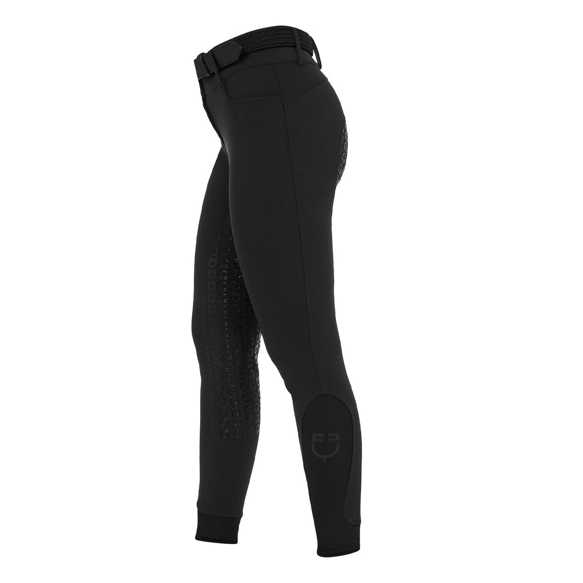 Equestro Ladies High-Waisted Full-Grip Breeches With Rhinestone Logo