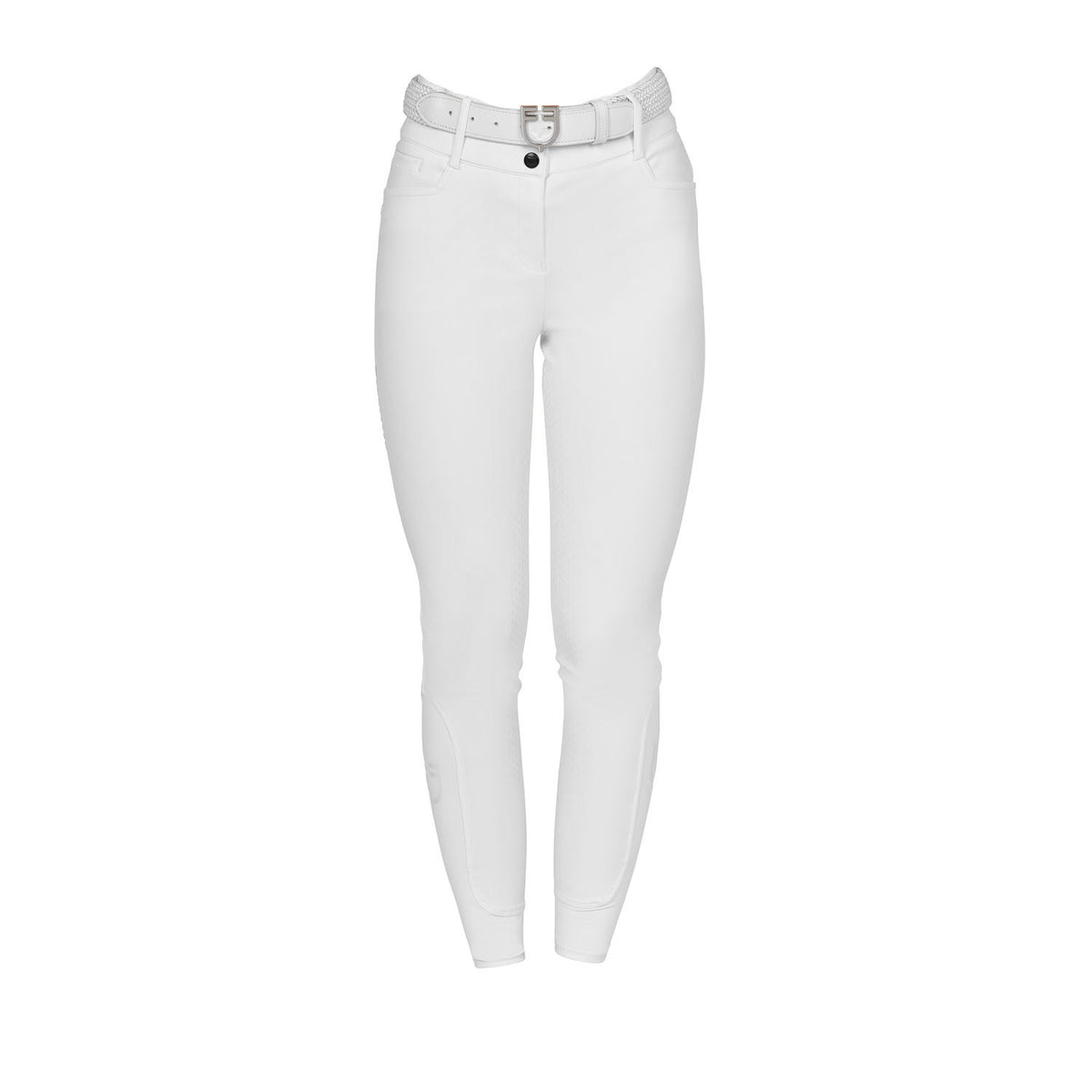 Equestro Ladies High-Waisted Full-Grip Breeches With Rhinestone Logo