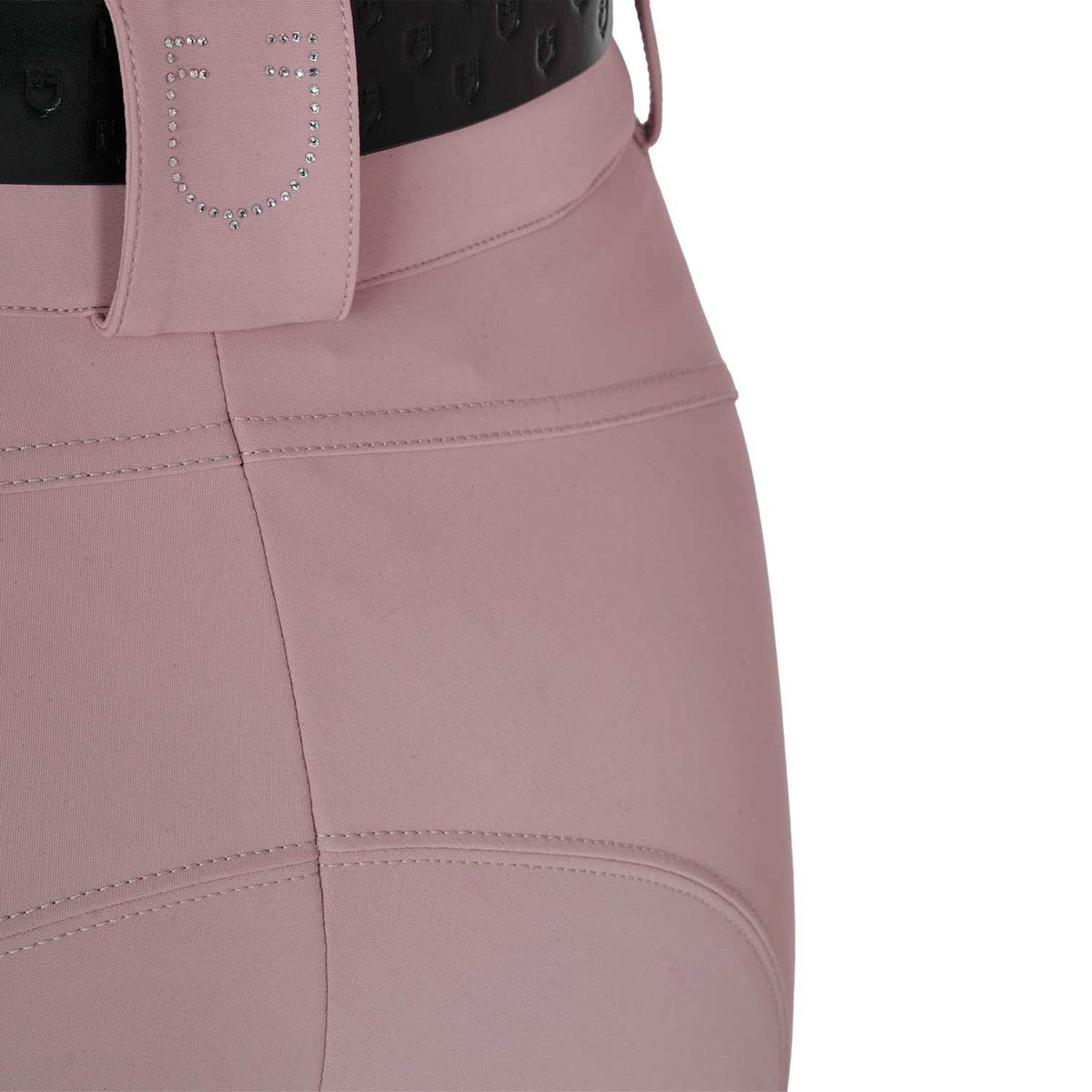 Equestro Ladies High-Waisted Breeches With Rhinestone Logo