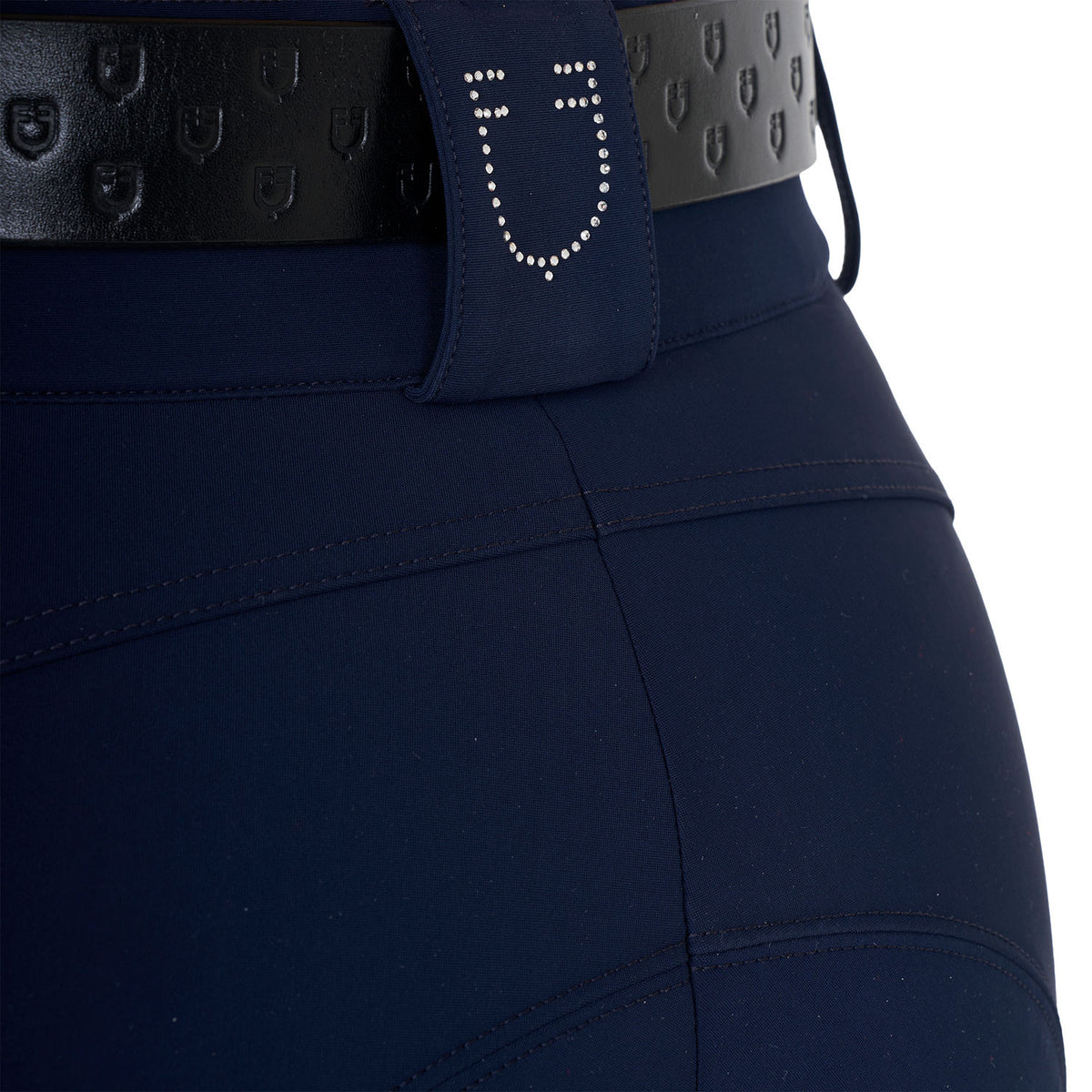 Equestro Ladies High-Waisted Breeches With Rhinestone Logo