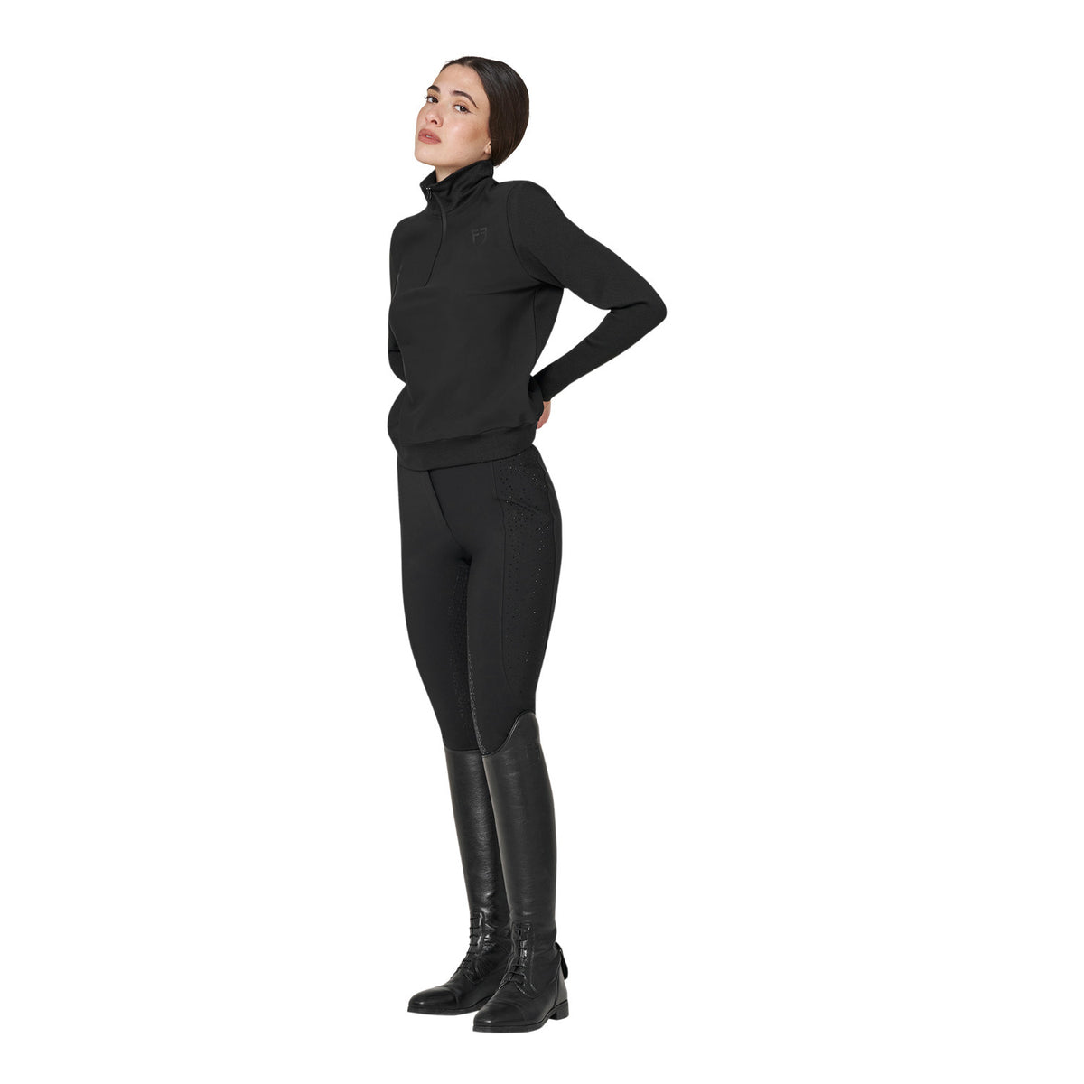 Equestro Ladies High-Waisted Breeches With Rhinestone Logo