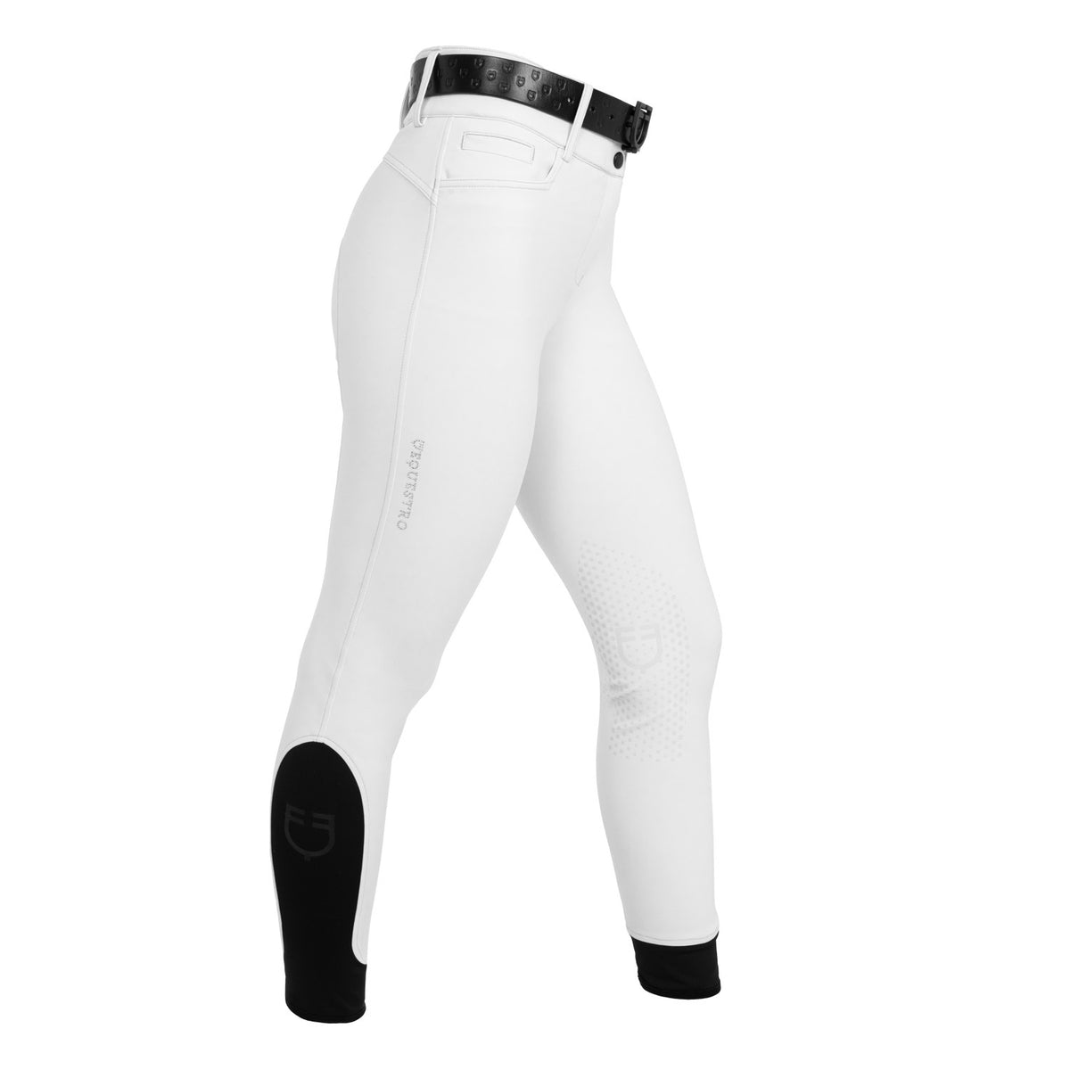 Equestro Ladies High-Waisted Breeches With Rhinestone Logo