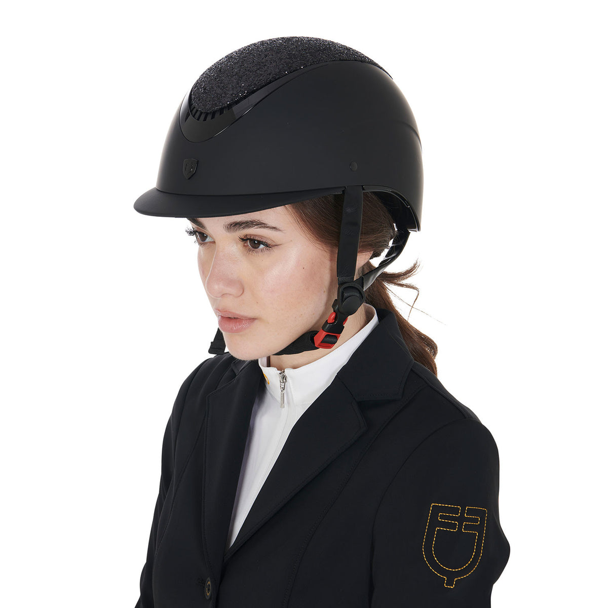 Equestro Narrow Visor Helmet With Rhinestones EN 1384-2023 Homologation