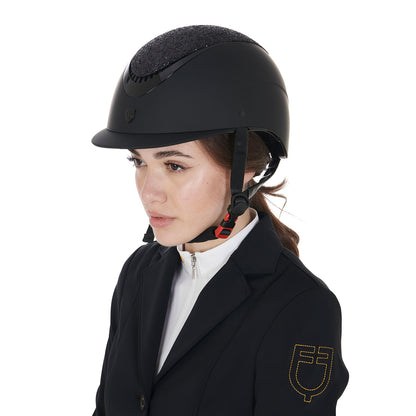 Equestro Narrow Visor Helmet With Rhinestones EN 1384-2023 Homologation