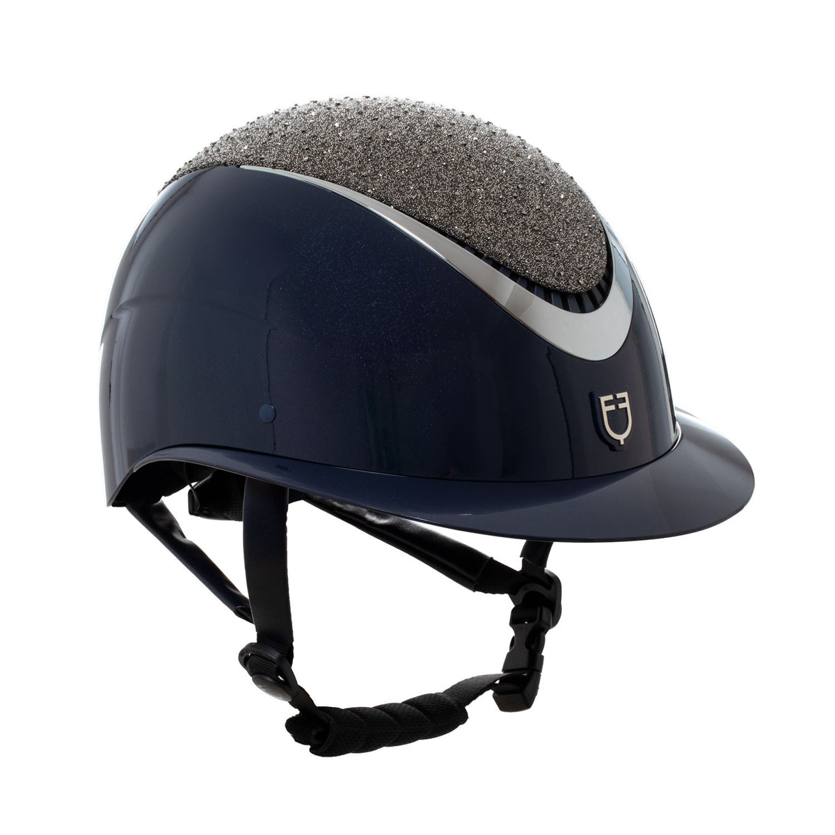 Equestro Helmet With Wide Visor And Rhinestone Trim Homologation EN 1384-2023