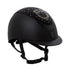Matt helmet with narrow visor and rhinestone logo homologation EN 1384-2023.
