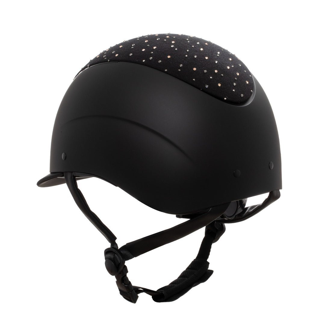 Equestro Matt Helmet With Narrow Visor And Rhinestone Logo Homologation EN 1384-2023