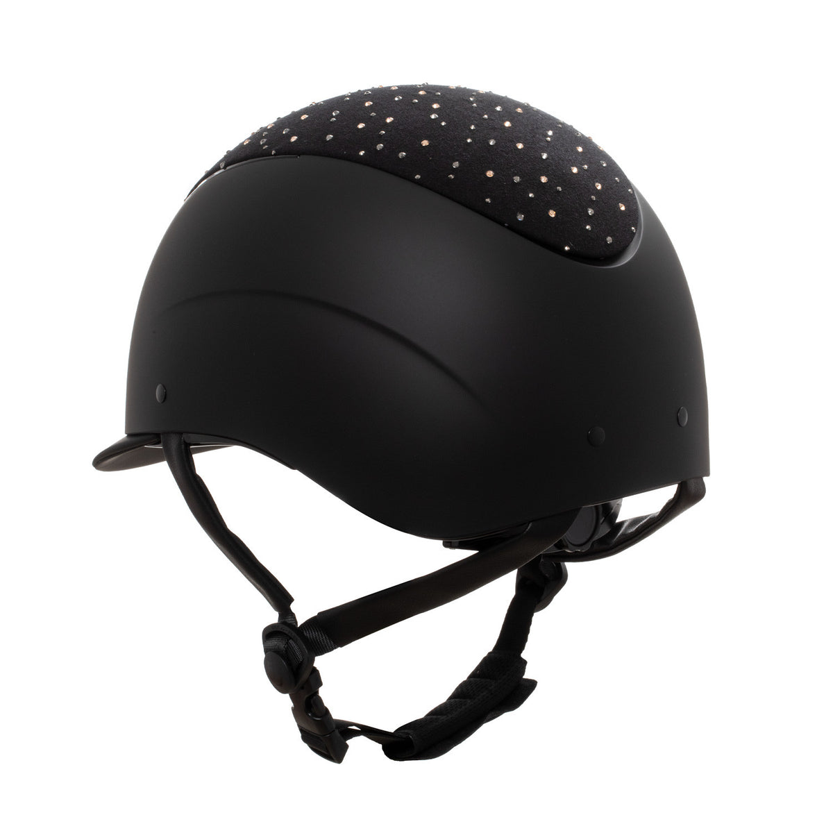 Equestro Matt Helmet With Narrow Visor And Rhinestone Logo Homologation EN 1384-2023