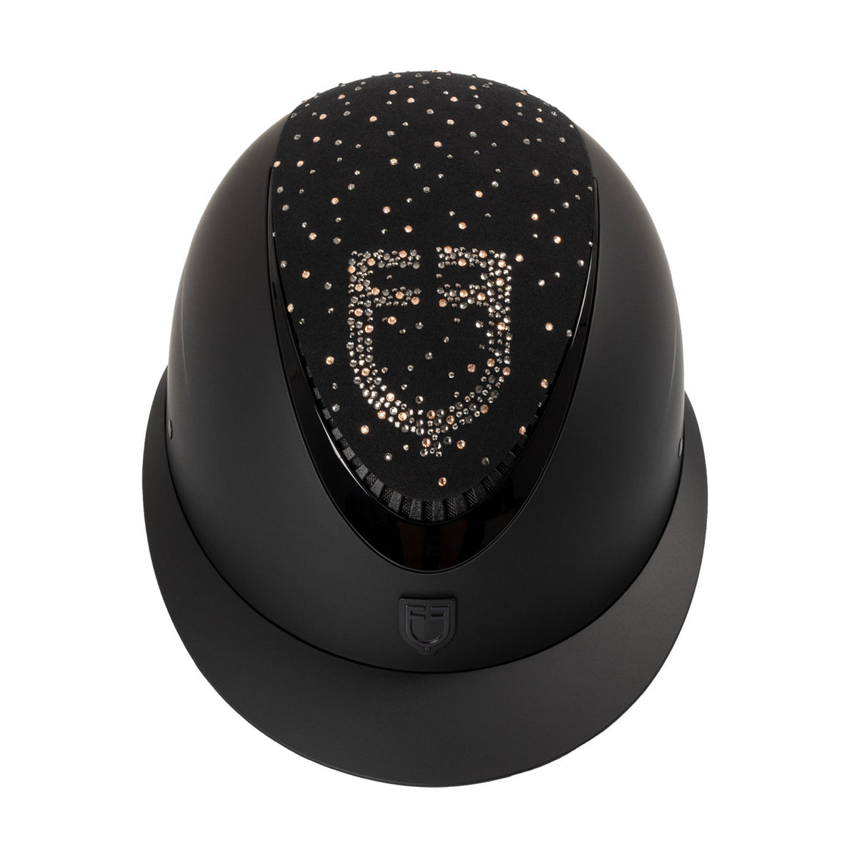 Equestro Matt Helmet With Wide Visor And Rhinestone Logo Homologation EN 1384-2023