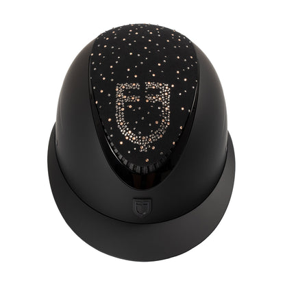 Equestro Matt Helmet With Wide Visor And Rhinestone Logo Homologation EN 1384-2023