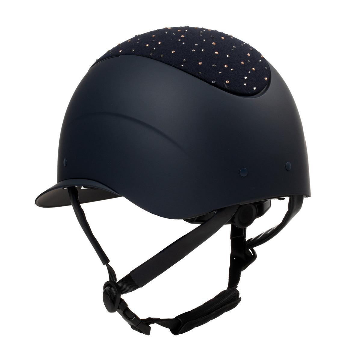 Equestro Matt Helmet With Wide Visor And Rhinestone Logo Homologation EN 1384-2023