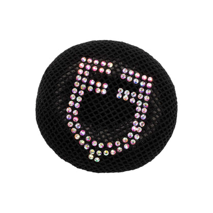 Hair net with rhinestones.