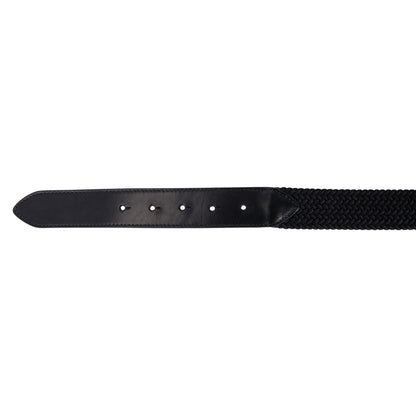 Leather elastic belt with rosegold logoed buckle