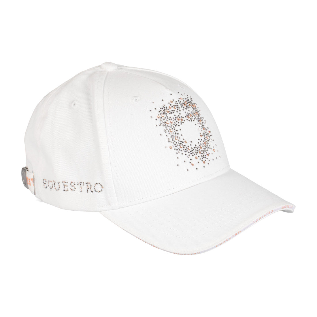 Baseball cap with rhinestone logo.