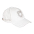 Baseball cap with rhinestone logo.