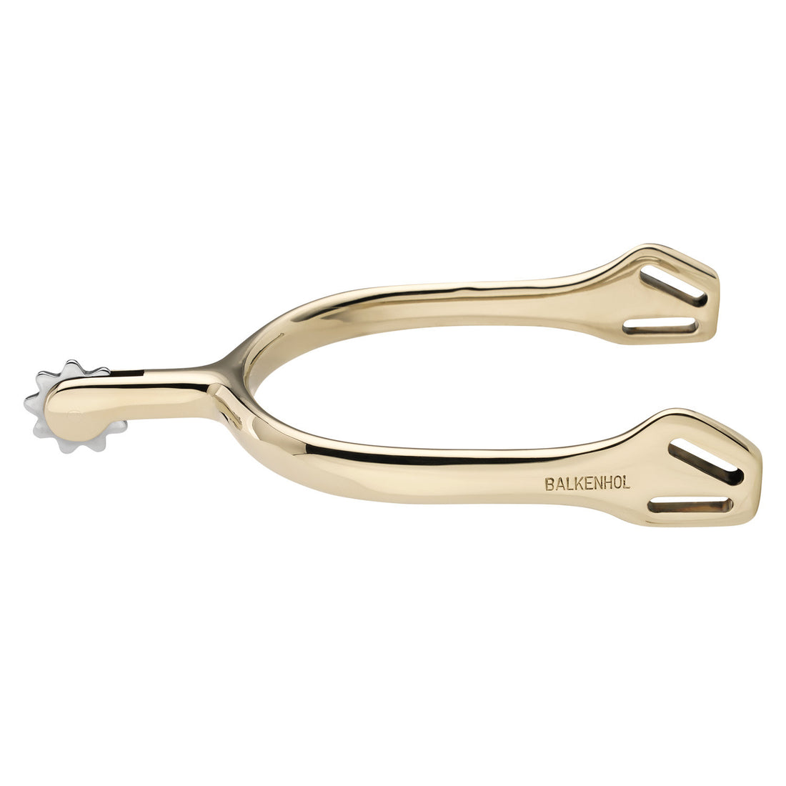 Balkenhol spurs for men with Balkenhol fastening - German Silver highly polished, 40 mm rounded.