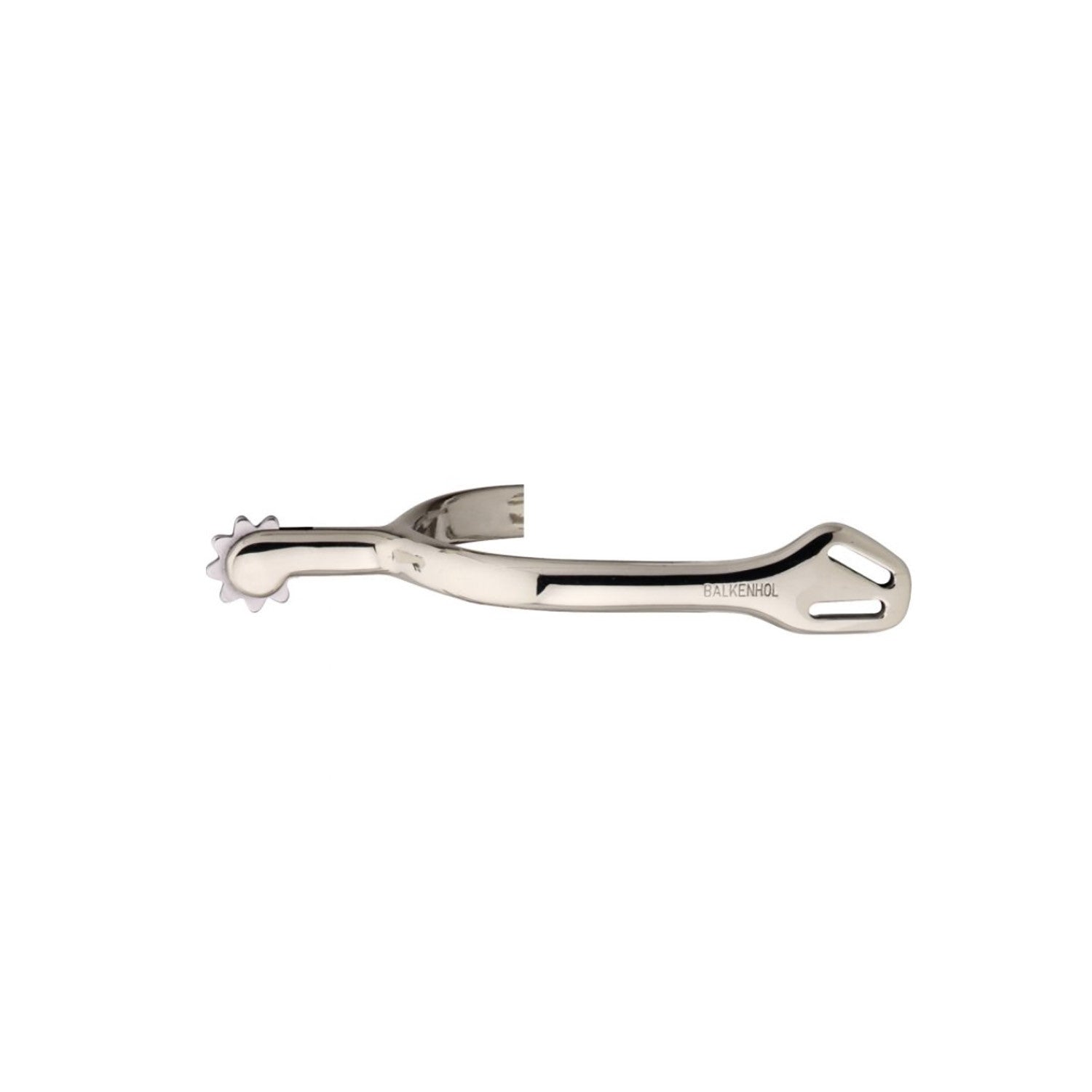Balkenhol spurs for ladies with Balkenhol fastening - German Silver highly polished, 40 mm rounded.