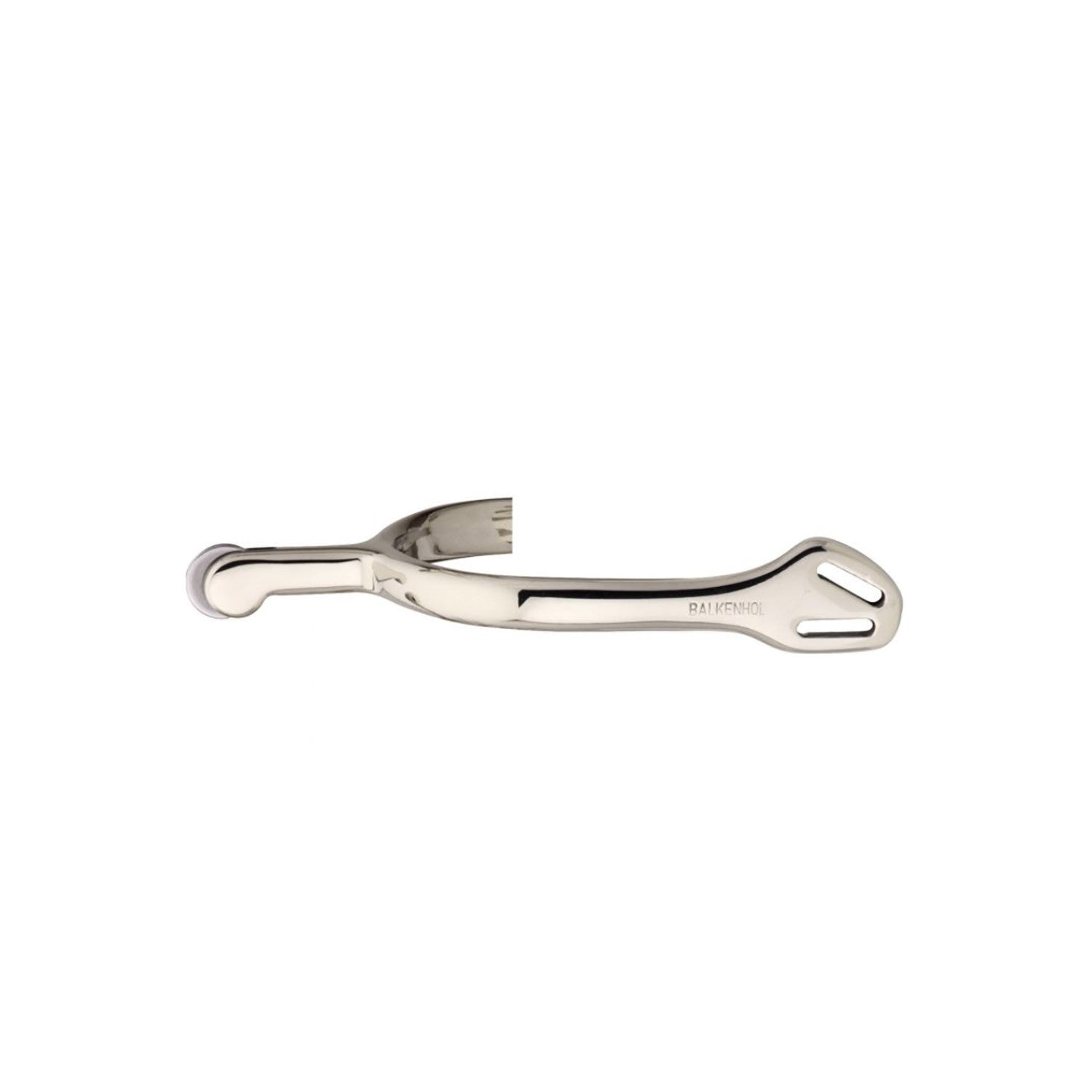 BALKENHOL SPURS FOR LADIES WITH BALKENHOL FASTENING - GERMAN SILVER HIHGLY POLISHED, 40 MM ROUNDED.
