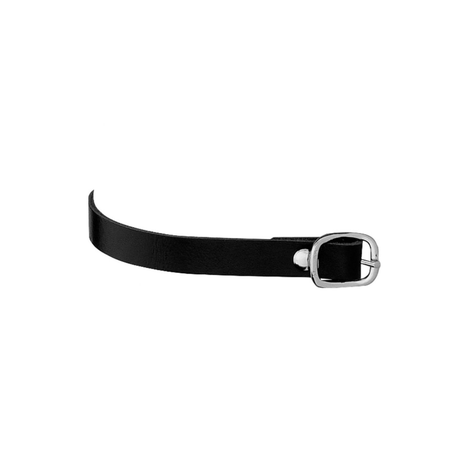 HS SPUR STRAPS LEATHER BLACK  45CM W.BUCKLE STEEL CHR.PL..