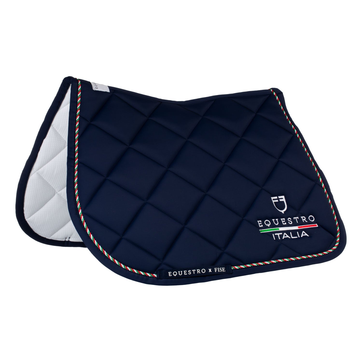 Jumping saddle pad with Italian flag piping Equestro X FISE.