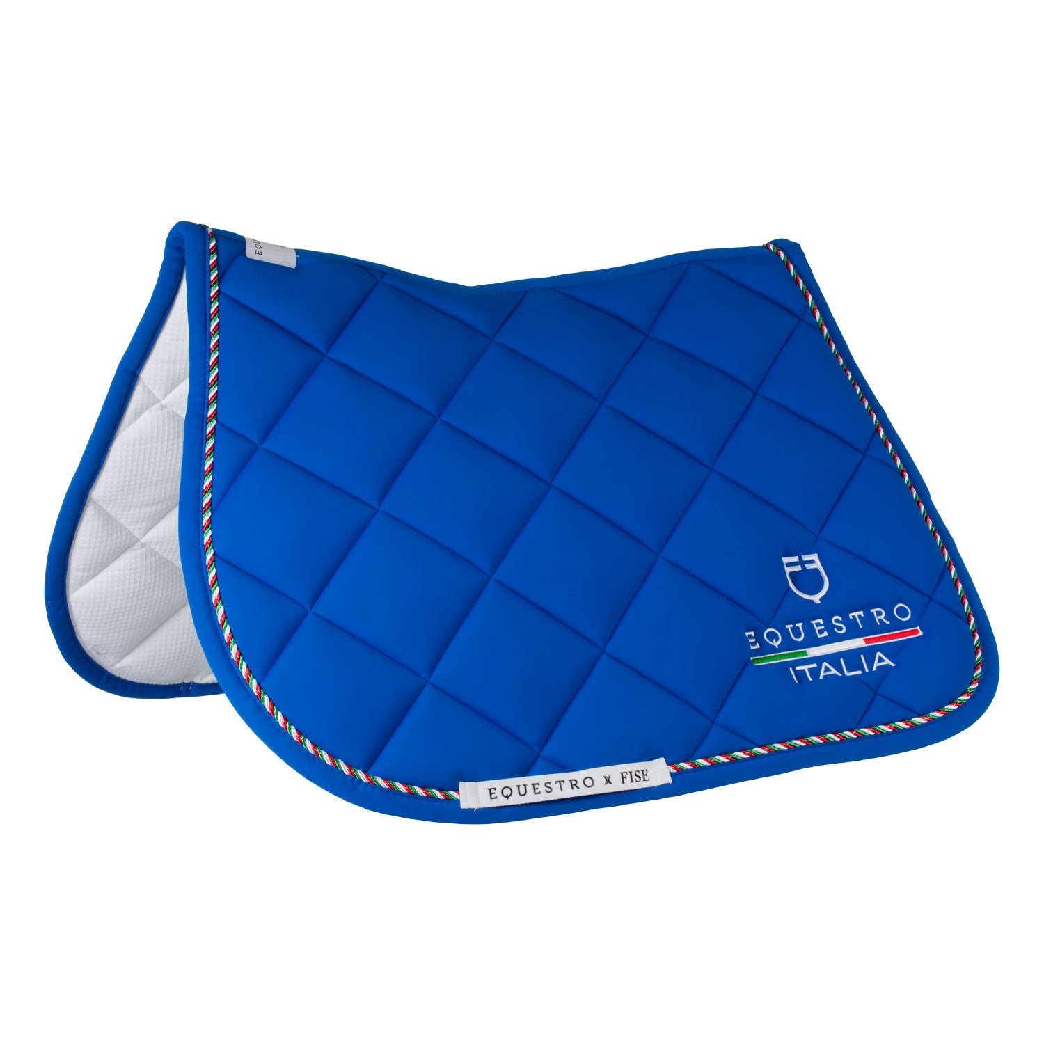 Jumping saddle pad with Italian flag piping Equestro X FISE.