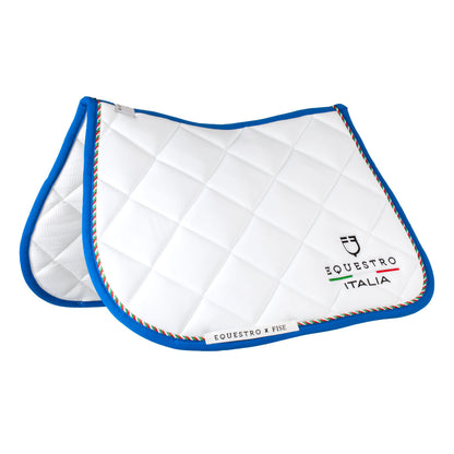 Jumping saddle pad with Italian flag piping Equestro X FISE.