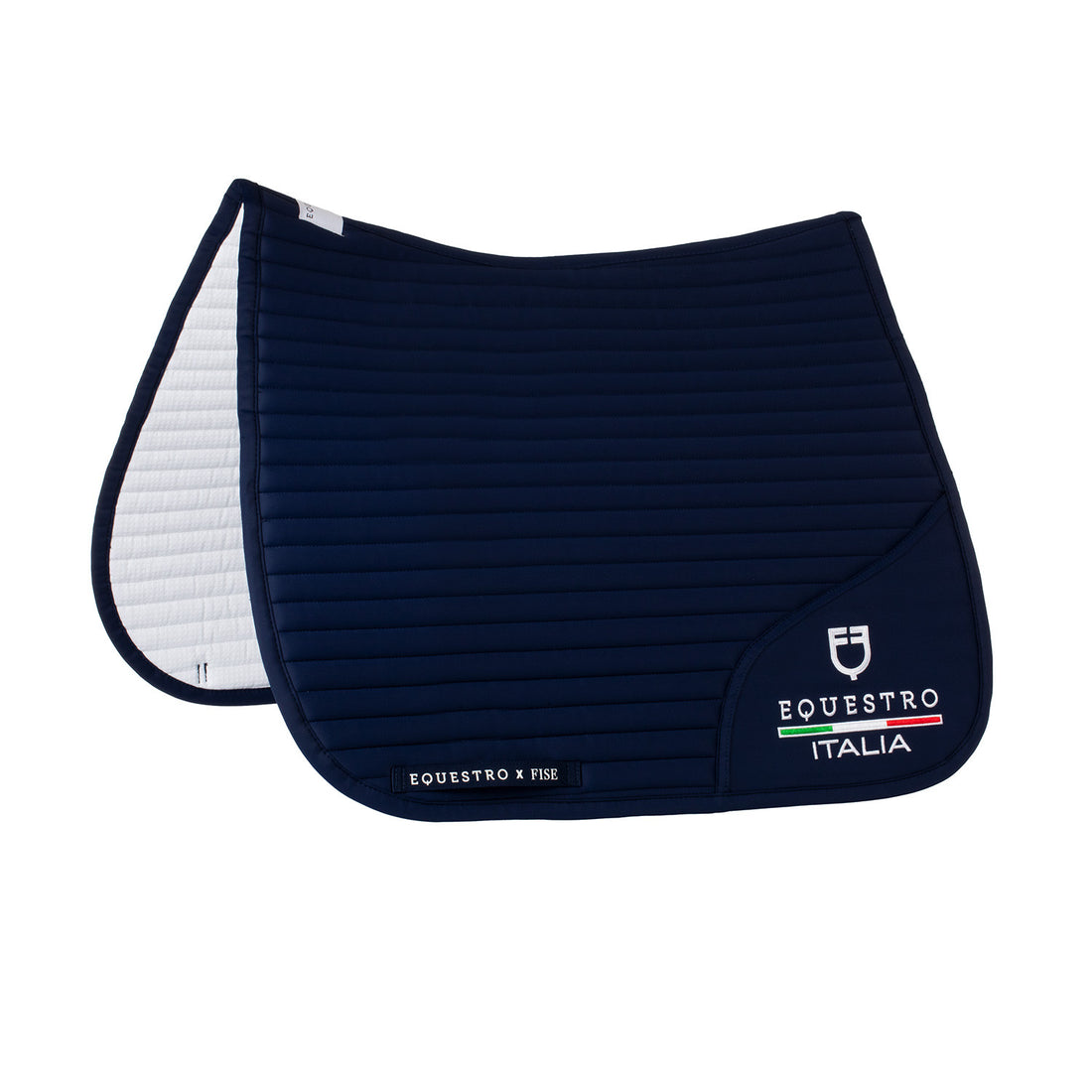 Dressage saddle pad with embroidered logo Equestro X FISE.