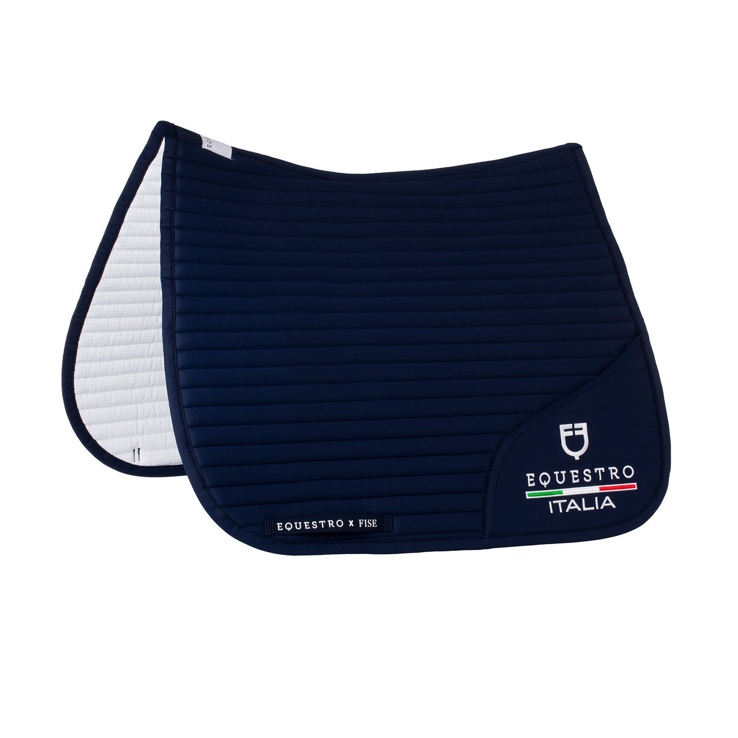 Dressage saddle pad with embroidered logo Equestro X FISE.