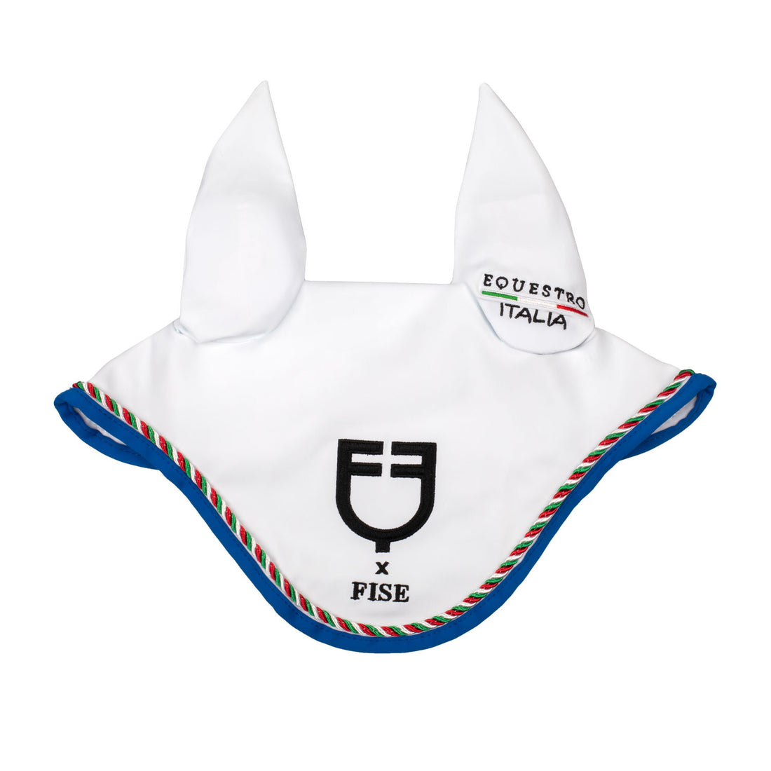Fly veil with Italian flag piping Equestro X FISE.