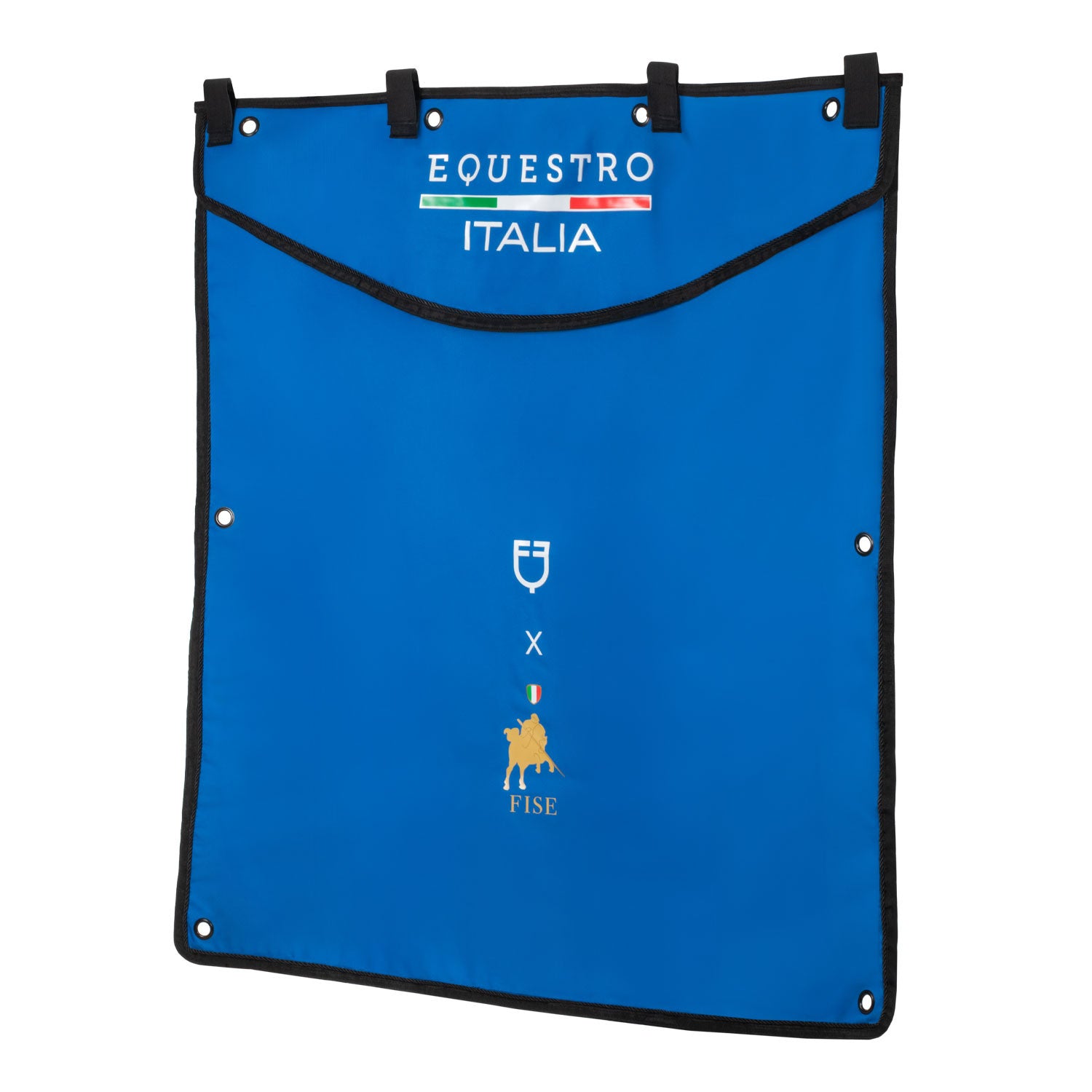 Long stable curtain with embroidered logo Equestro X FISE.
