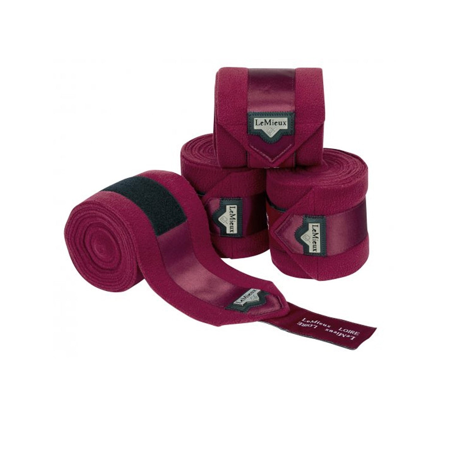 LEMIEUX LOIRE SATIN POLO BANDAGES MULBERRY LARGE SET OF 4.
