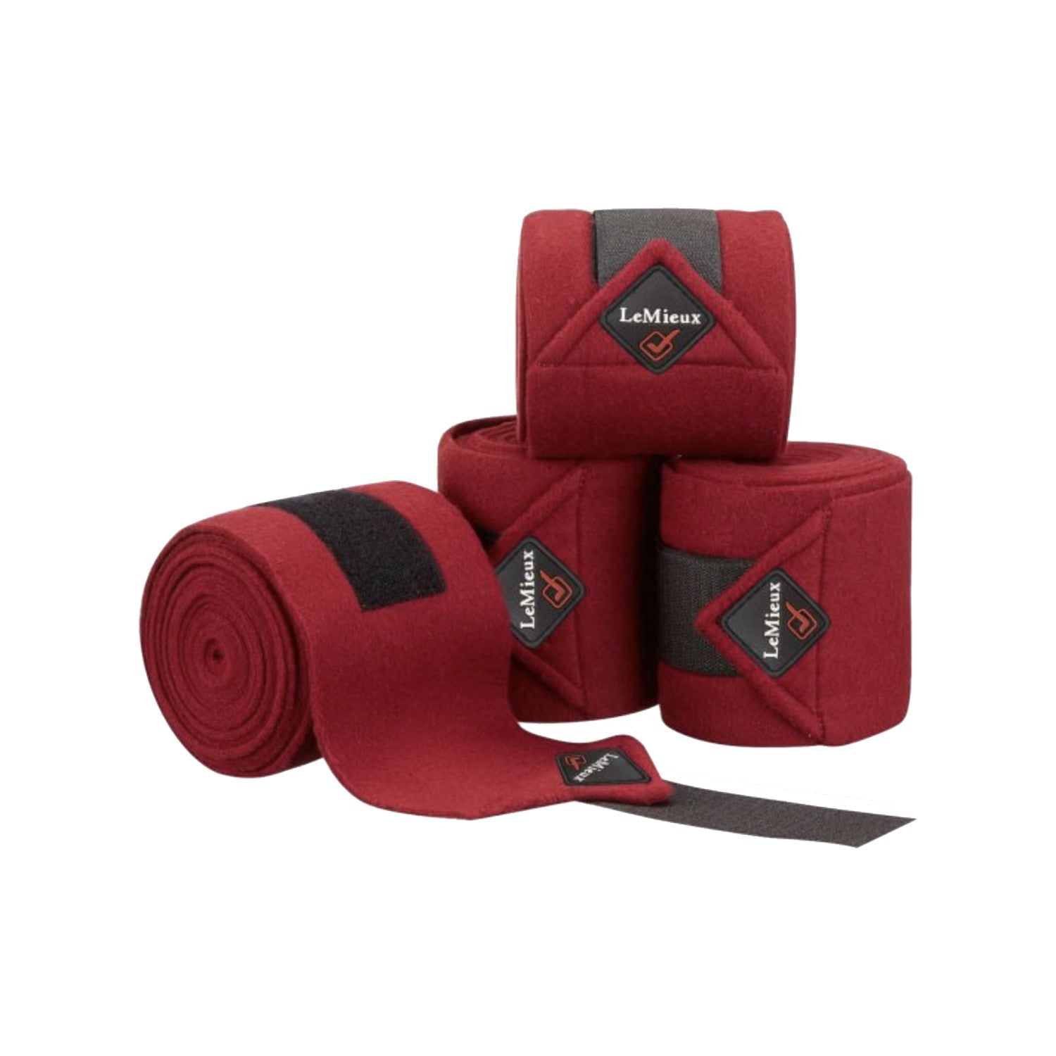 LEMIEUX POLO BANDAGES BURGUNDY SET OF 4.